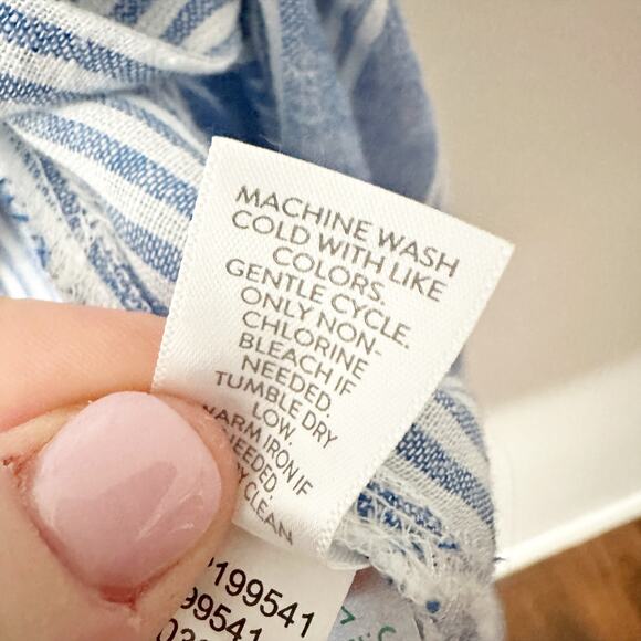 J. Jill Cotton Blue/White Stripe Sleeveless Split Side Tunic Top women's size XL - Picture 7 of 11